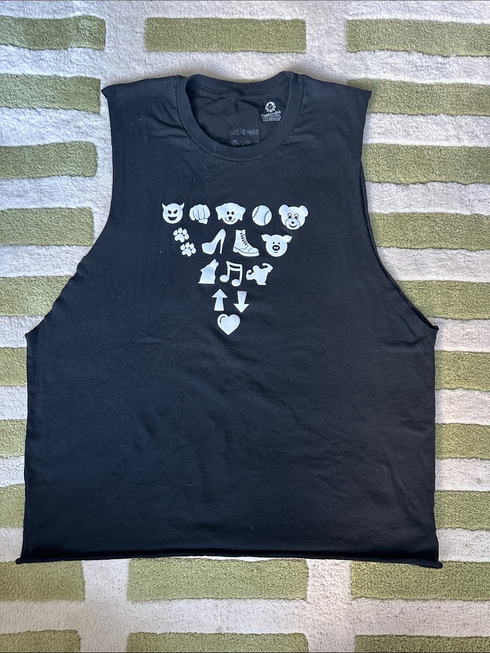 Thrifted Black Graphic Muscle Tank Cut Off Gay Bar San Francisco